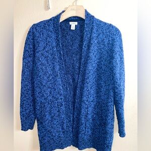 L.L. Bean Women's Cotton Ragg Blue Sweater, Open Cardigan/Sweater